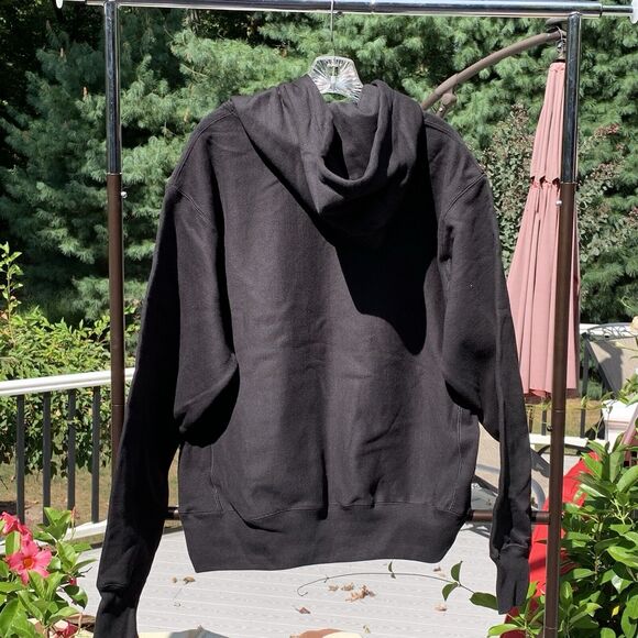 NWT Vintage Champion Sweatshirt Hoodie Reverse Weave Black blank Heavy M - Picture 2 of 4